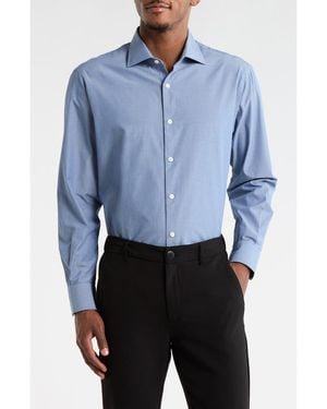 Vince Classic Button Front Long Sleeve Cotton Dress Shirt - Blue
