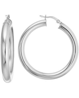 CANDELA JEWELRY Sterling Tube Hoop Earrings - White
