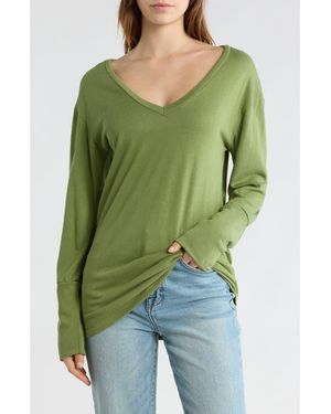 Go Couture V-Neck Dolman Sleeve Sweater - Green