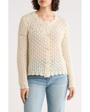 Wdny Crochet Cardigan Sweater - Natural