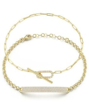 Glaze Jewelry Set Of 2 Sterling Bracelets - White