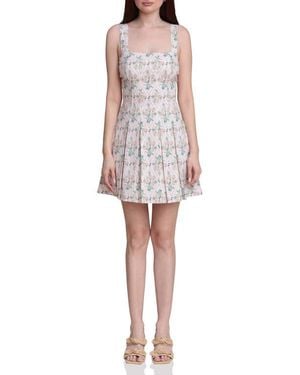 Avec Les Filles Paneled Stretch Cotton Mini Sundress - Multicolor
