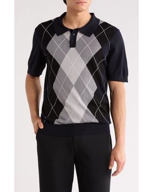 Truth Argyle Short Sleeve Polo - Black