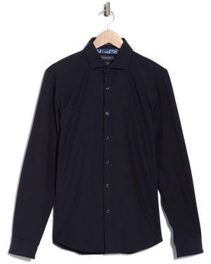 Denim and Flower Solid Tech Button-Up Shirt - Blue