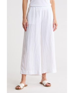 Frank & Eileen Pull-On Wide Leg Cotton Pants - White