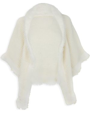 Saachi Faux Fur Trim Kimono - White