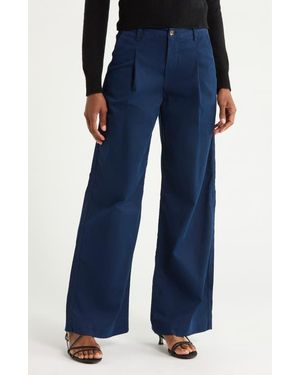 AG Jeans Jules Pleated Wide Leg Chino Pants - Blue