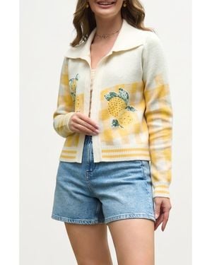 Saachi Lemon Picnic Cardigan - Blue