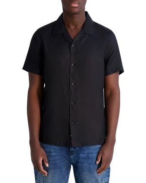 Karl Lagerfeld Linen Camp Shirt - Black