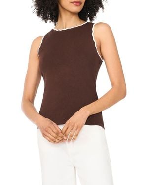 Halogen® Scallop Tip Sweater Tank - Brown