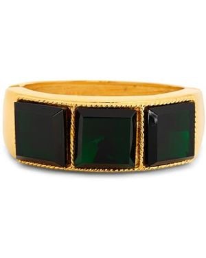 Kenneth Jay Lane Crystal Hinged Bangle Bracelet - Black