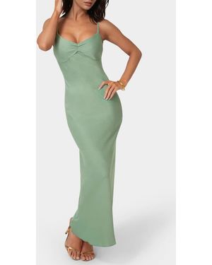 Bebe Draped Back Crepe Maxi Slipdress - Green