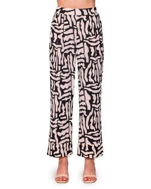MELLODAY Techno Print Wide Leg Pants - White