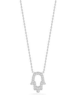 Sphera Milano Pavé Cubic Zirconia Open Hamsa Pendant Necklace - White