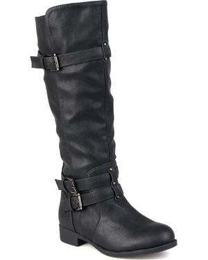 Journee Collection Bite Ruched Riding Boot - Black