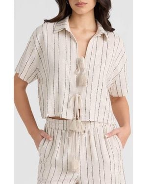 NVLT Sequin Tie Front Top - White