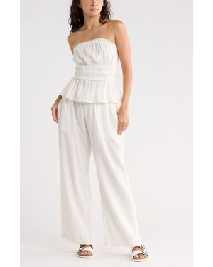 Abound Cotton Gauze Wide Leg Pants - White