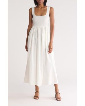Wayf Smocked Fit & Flare Sundress in Black | Lyst