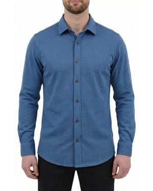 Report Collection Regular Fit Motif Print 4-Way-Stretch Button-Up Shirt - Blue