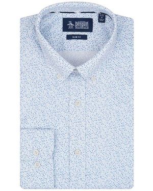 Original Penguin Big & Tall Melange Floral Trim Slim Fit Dress Shirt in  Blue for Men | Lyst
