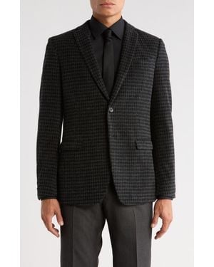 John Varvatos Houndstooth Cotton Blend Two-Button Sport Coat - Black