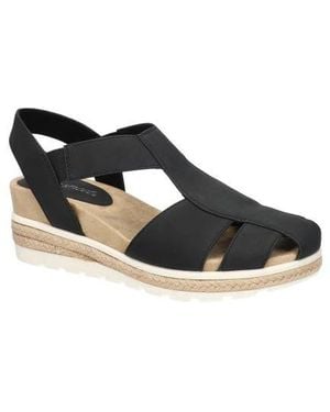 Easy Street Freeport Espadrille Wedge Sandal - Black