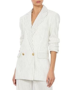 Alice + Olivia Arias Stripe Linen Blend Blazer - White