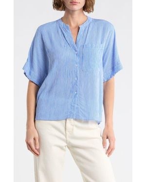 Tahari Split Neck Shirt - Blue