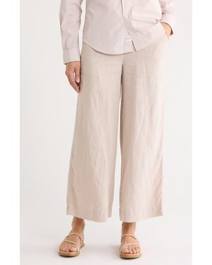 Frank & Eileen Pull-On Wide Leg Cotton Pants - Natural