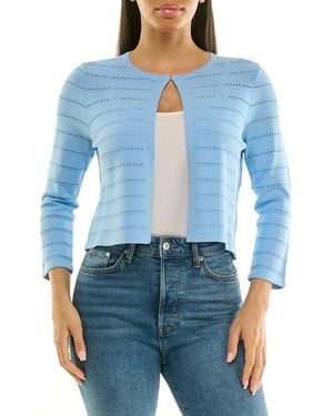 Nina Leonard Pointelle Stitch Bolero - Blue