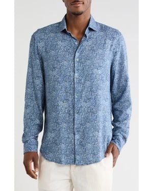 Bugatchi Woven Button Up Shirt - Blue