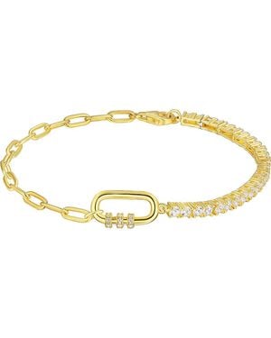 CANDELA JEWELRY Cubic Zirconia Paper Clip Chain Bracelet - Metallic