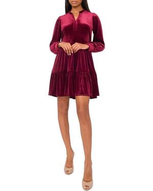 Halogen® Velvet Long Sleeve Tiered Minidress