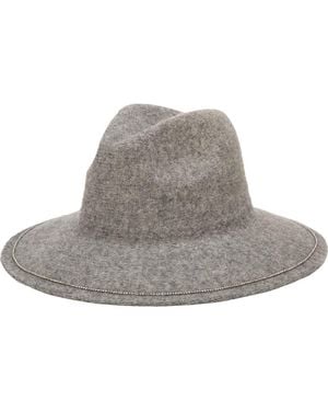 San Diego Hat Rhinestone Trim Knit Fedora - Gray