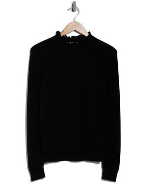 Sofiacashmere Ruffle Mock Neck Cashmere Sweater - Black