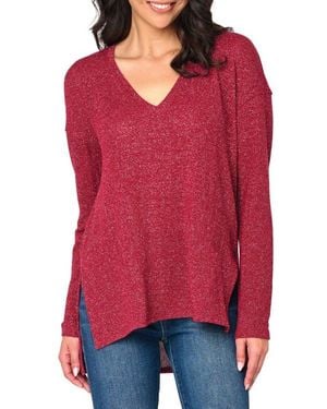 Gibsonlook V-Neck High-Low Tunic - Red