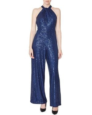Julia Jordan Sleeveless Sequin Jumpsuit - Blue