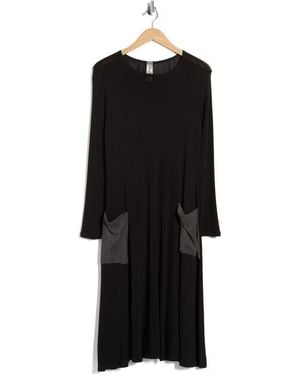 Go Couture Long Sleeve Flare Swing Dress - Black