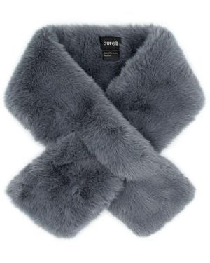 Surell Faux Fur Pull-Through Scarf - Gray