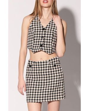 Walter Baker Teagan Houndstooth Miniskirt - Black