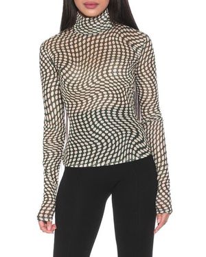 Alexia Admor Doja Mock Neck Mesh Top - Black