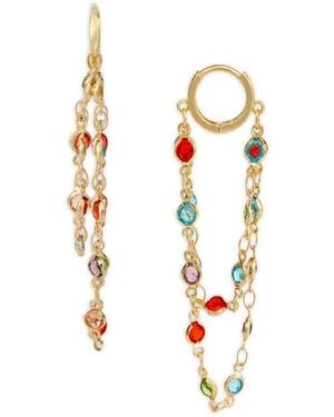Saachi Crystal Cascade Hoop Earrings - White