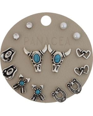 Panacea Western Set Of 7 Assorted Stud Earrings - Gray