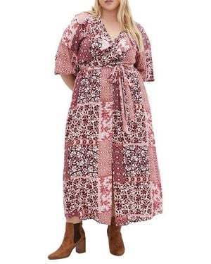City Chic Romina Long Sleeve Maxi Dress - Red