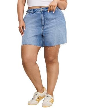 GOOD AMERICAN Cutoff Carpenter Denim Shorts - Blue