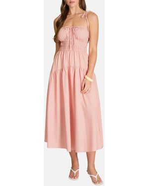 Blu Pepper Stripe Tiered Midi Sundress - Pink