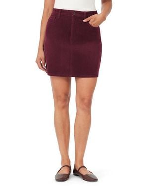 Kensie High Waist Corduroy A-Line Skirt - Red