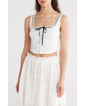 Blu Pepper Front Tie Lace Corset Tank - White