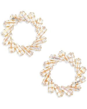 Tasha Baguette Crystal Open Earrings - Metallic