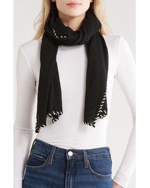 Portolano Whipstitch Trim Scarf - Black